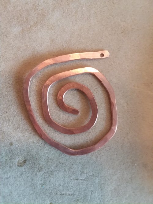 Jennifer VanBenschoten's Sacred Spiral Pendant - , Contemporary Wire Jewelry, How To Punch Holes, Hole Punching, Punch A Hole, Spirals, Wire Spiral, Spiral Wire Wrap, Oxidizing Wire, Oxidizing, Antiquing Wire, Antiquing, punch a hole in the end of the spiral